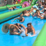 deslizante acuático, colchoneta hinchable para fiestas